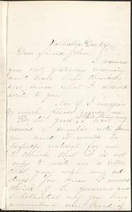 Letter from Nellie Brigham to John D. Long, December 26, 1874