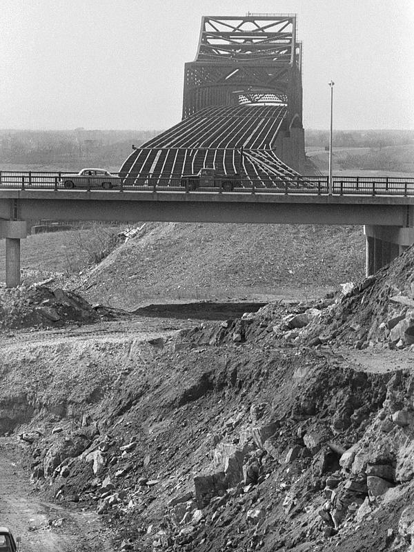 Urban renewal, Braga Bridge construction, Fall River, MA