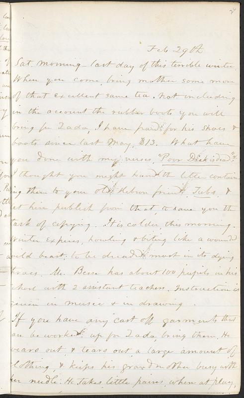 Letter from Zadoc Long to John D. Long, February 29, 1868