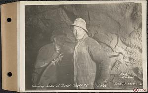 Contract No. 4, Sinking Shaft 5 for Wachusett-Coldbrook Tunnel, Rutland, trimming sides of tunnel, Shaft 5, Rutland, Mass., Jan. 13, 1928