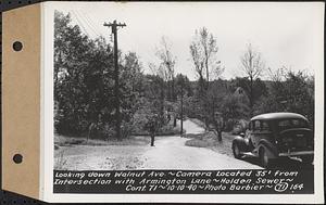 Contract No. 71, WPA Sewer Construction, Holden, looking down Walnut Avenue, camera located 35 feet from intersection with Armington Lane, Holden Sewer, Holden, Mass., Oct. 10, 1940