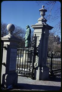 Haffenreffer Walk, Edward Everett Hale statue in background, Boston Public Garden