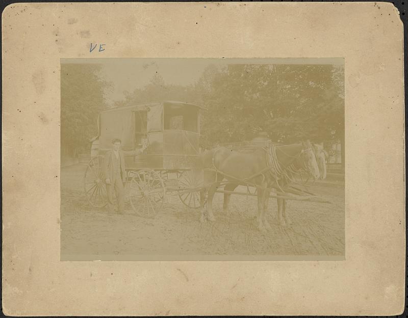 Delivery wagon, horses, and driver