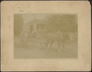 Delivery wagon, horses, and driver