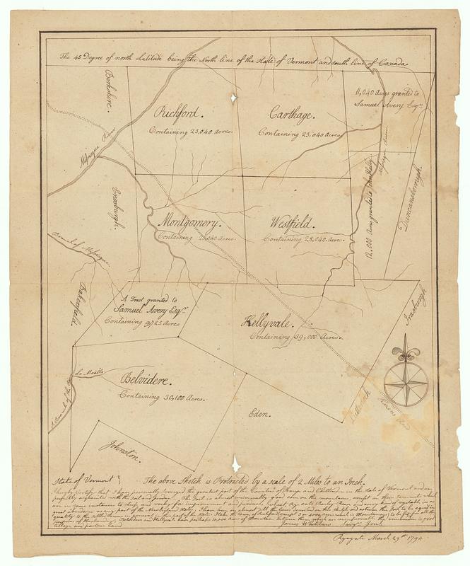 Map of northern Vermont townships