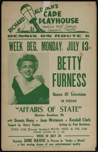 Betty Furness, queen of television, in person "Affairs of State"