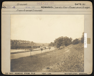 Charles River road and bridge from arsenal grounds