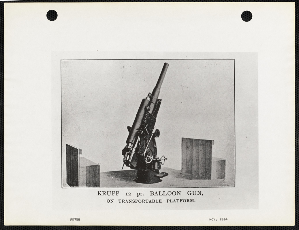 Krupp 12 pr. balloon gun on transportable platform