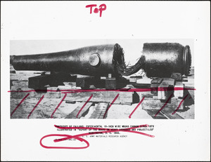 Photocopy of failure, experimental 10 inch wire wound cannon circa 1875, top