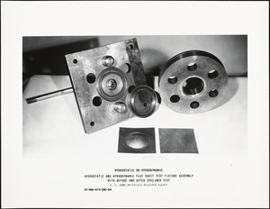 Hydrostatic and hydrodynamic flat sheet test fixture assembly with before and after specimen test