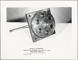 Hydrostatic and hydrodynamic flat sheet test fixture shows specimen before test