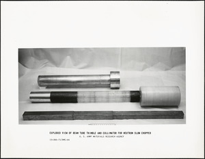 Exploded view of beam tube thimble and collimator for neutron slow chopper