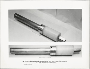 Two views of assembled beam tube collimator with lucite and lead shielding