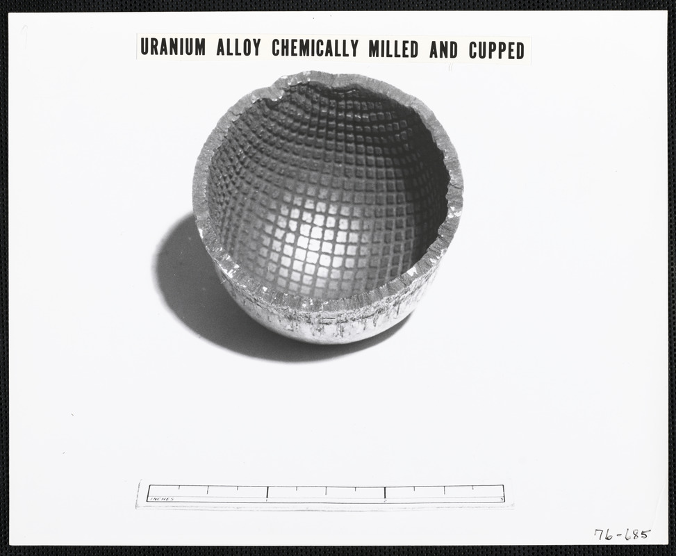 Uranium alloy chemically milled and cupped