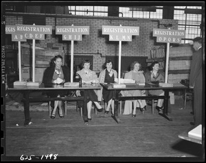 Women at registration table