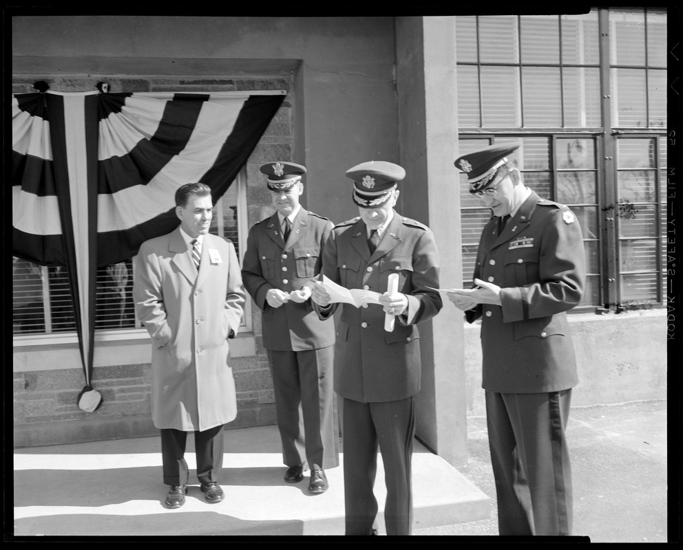 Officers at dedication of Watertown Arsenal laboratories