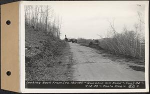 Contract No. 82, Constructing Quabbin Hill Road, Ware, looking back from Sta. 182+80, Ware, Mass., Apr. 12, 1939