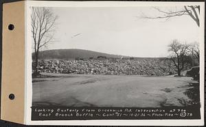 Contract No. 51, East Branch Baffle, Site of Quabbin Reservoir, Greenwich, Hardwick, looking easterly from Greenwich Road intersection at the east branch baffle, Hardwick, Mass., Oct. 21, 1936