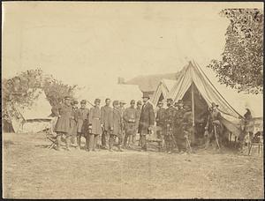 President Lincoln, Gen. McClellan, and a large group of officers at Headquarters Army of the Potomac, Antietam, Oct. 4, 1862