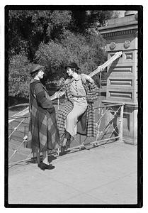 Models posing on Lagoon Bridge, Boston Public Garden