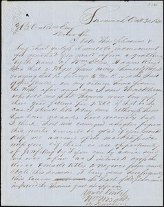 William Wright, Savannah, Ga., manuscript letter signed to Ziba B. Oakes, 31 October 1854