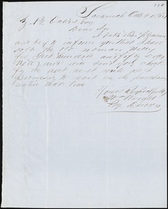 William Wright, Savannah, Ga., manuscript letter signed to Ziba B. Oakes, 2 October 1854