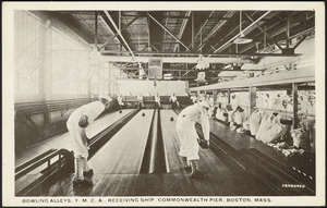 Bowling alleys, Y.M.C.A., receiving ship, Commonwealth Pier, Boston, Mass.