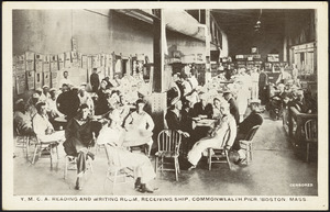 Y.M.C.A. reading and writing room, receiving ship, Commonwealth Pier, Boston, Mass.