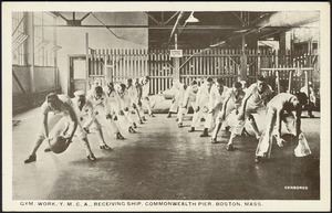 Gym. Work, Y.M.C.A., receiving ship. Commonwealth Pier, Boston, Mass.