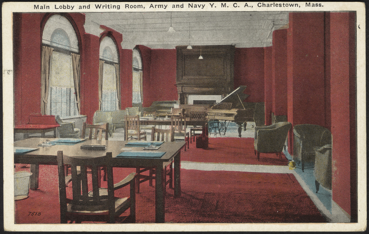 Main lobby and writing room, Army and Navy Y.M.C.A., Charlestown, Mass.