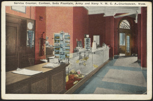 Service counter, canteen, soda fountain, Army and Navy Y.M.C.A., Charlestown, Mass.