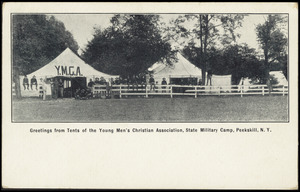 Greetings from tents of the Young Men's Christian Association, State Military Camp, Peekskill, N.Y.