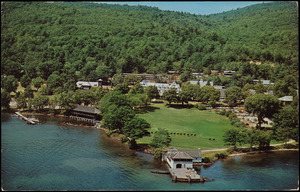 Silver Bay Association "summer home of the Y.M.C.A." Silver Bay, N.Y. on Lake George. An aerial of the central campus