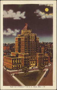 Night view of central Y.M.C.A., Akron, Ohio