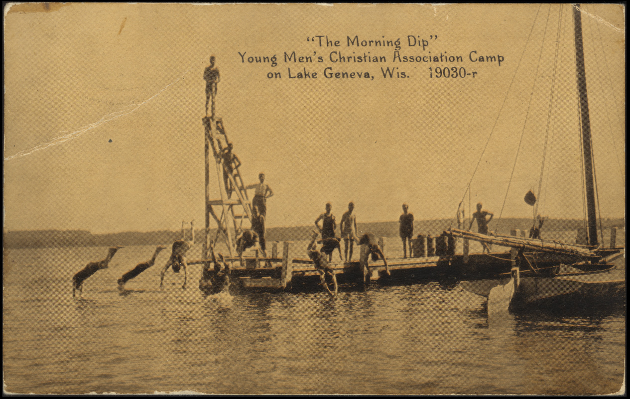 "The morning dip" Young Men's Christian Association Camp on Lake Geneva, Wis.