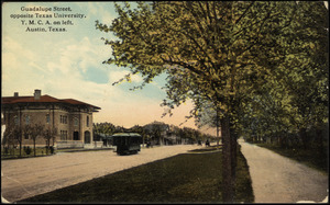 Guadalupe Street, opposite Texas University, Y.M.C.A. on left, Austin, Texas