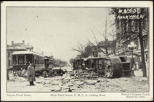 Dayton flood series. West Third Street, Y.M.C.A., looking west. World's greatest flood, March 23, 1913