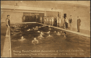 Young Men's Christian Association of Oakland, California. The swimming tank. A popular corner of the building