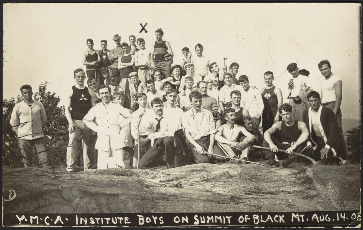 Y.M.C.A. institute boys on summit of Black Mt. Aug, 14. 08