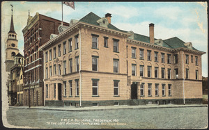 Y.M.C.A. building, Frederick, MD, to the left Masonic Temple and Old Town Clock