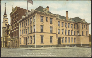 Y.M.C.A. building, Frederick, MD, to the left Masonic Temple and Old Town Clock