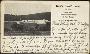 Jersey Boys' Camp of the Young Men's Christian Associations of New Jersey. Lake Wawayanda