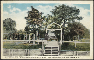 Entrance and foregrounds to Y.M.C.A. Hut 135 Camp Jackson, Columbia, S.C.