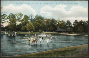 Wading pond and Rustic Pavilion, Forest Park, Springfield, Mass.