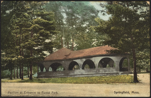 Pavilion at entrance to Forest Park. Springfield, Mass.