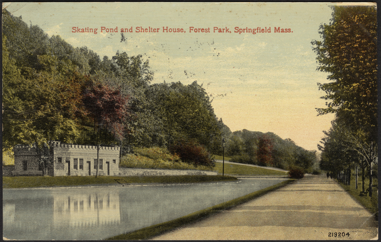 Skating Pond and Shelter House, Forest Park, Springfield, Mass ...