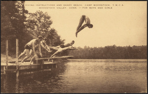 Diving instructions and Sandy Beach, Camp Woodstock, Y.M.C.A. Woodstock Valley, Conn. - for boys and girls