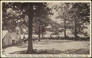 Tent scene, Camp Crosley, Boys' Summer Camp Munci Y.M.C.A., North Webster, Ind.