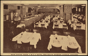 Main dining room, Y.M.C.A. Hotel, 822 South Wabash Avenue, Chicago