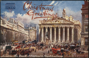 London. The Bank of England & Royal Exchange. Christmas Greetings